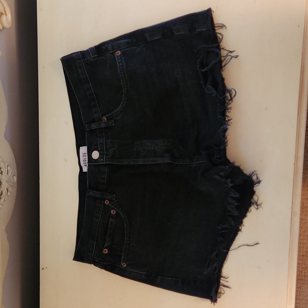 AGOLDE black denim shorts